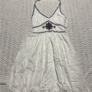 Hollister White Dress with Blue Embroidery